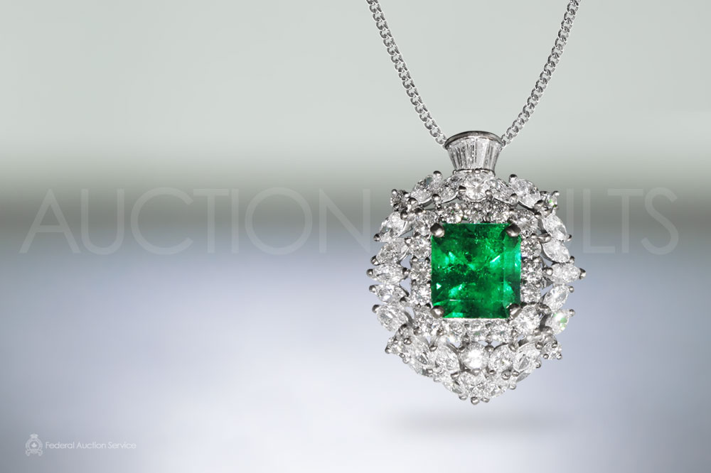 GIA Certified 5.46ct Colombian Emerald and Diamond Pendant Necklace sold for $45,000