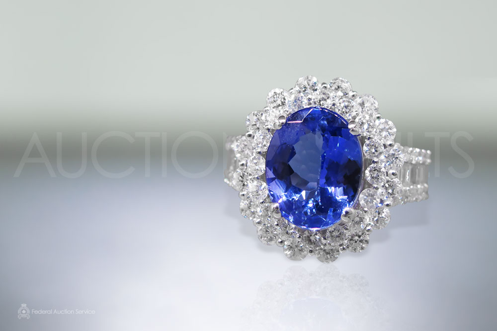 Lady's 14k White Gold Tanzanite and Diamond Ring sold for $5,100