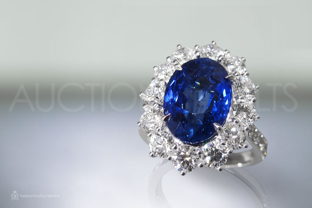EGL Certified 6.41ct Blue Sapphire and Diamond Ring sold for $17,000