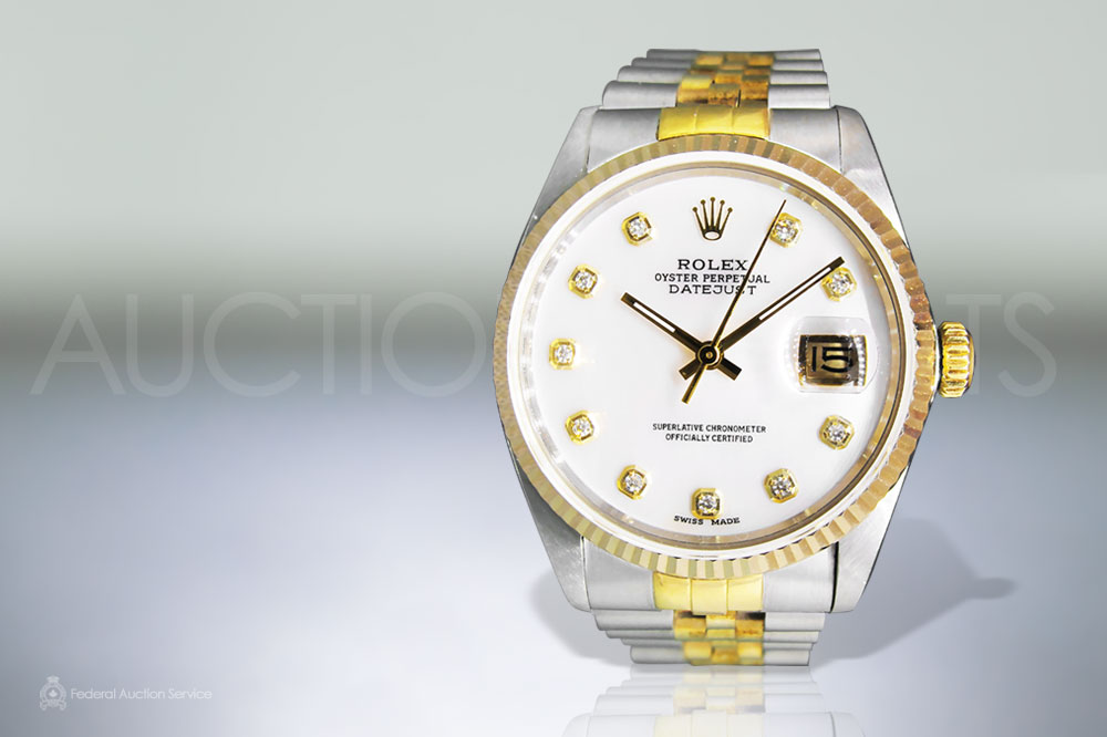 Men's 2 Tone Datejust Rolex Automatic Wristwatch with Diamond Dial sold for $7,100