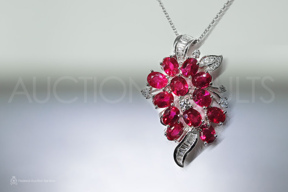 18k White Gold Ruby and Diamond Pendant Sold For $3,600